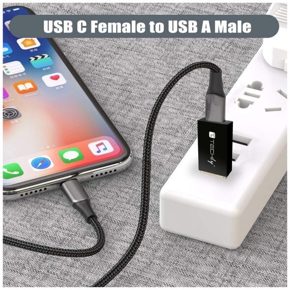 Προσαρμογέας USB Techly TECHLY Προσαρμογέας USB-A M σε USB-C F USB 3.0 μαύρο