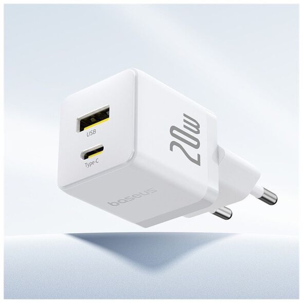 Φορτιστής τοίχου Baseus Palm 20W USB-A, USB-C λευκός