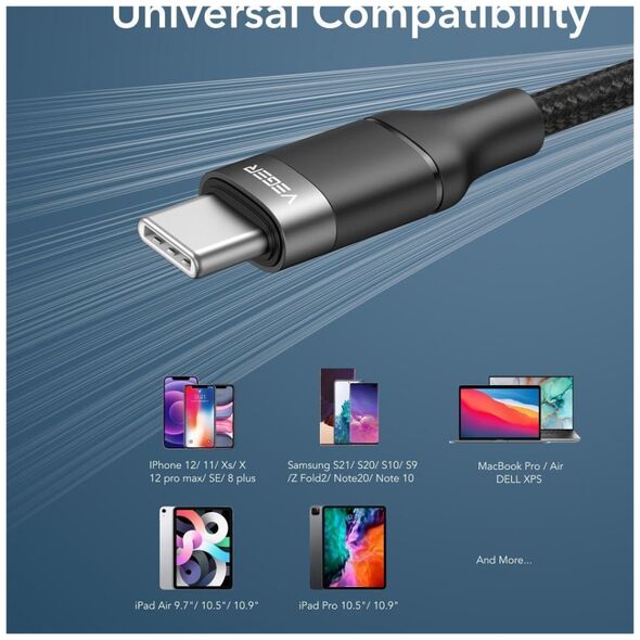 Καλώδιο USB Veger VEGER καλώδιο Τύπου C σε Τύπου C PD 5A 100W CC02 1,5 m μαύρο