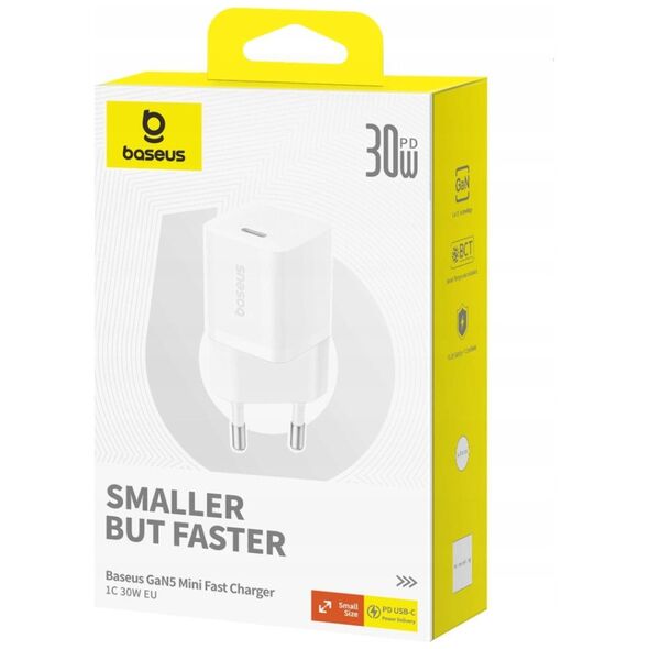 Φορτιστής τοίχου Baseus GaN5 USB-C 30W λευκός