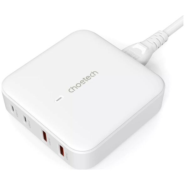 Φορτιστής Choetech Φορτιστής τοίχου Choetech PD8008, 2x USB-C, 2x USB-A, GaN, 100W (λευκός)