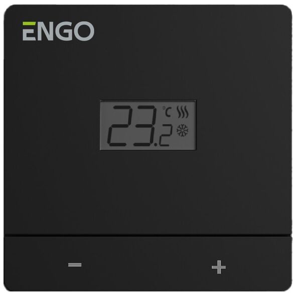 Engo Engo ενσύρματος ρυθμιστής θερμοκρασίας, μαύρος με τροφοδοσία από μπαταρία EASYBATB