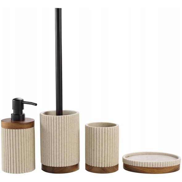 Douceur d`Interieur Ριγέ σαπουνοθήκη με βάση από ξύλο ακακίας NIAGARA