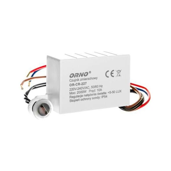 Διακόπτης λυκόφωτος με αισθητήρα 10A 230V 5-50lx (OR-CR-227)