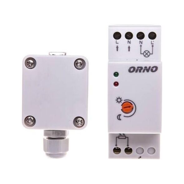 Orno Αισθητήρας λυκόφωτος για ράγα DIN με εξωτερικό αισθητήρα σε κουτί 3000W 2-100lx IP65/IP20 (OR-CR-231)