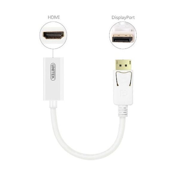 Προσαρμογέας AV Unitek DisplayPort - HDMI λευκός (Y-6332)