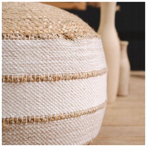 TODAY Στρογγυλό πουφ Indies, γιούτα και βαμβάκι, Ø 50 cm