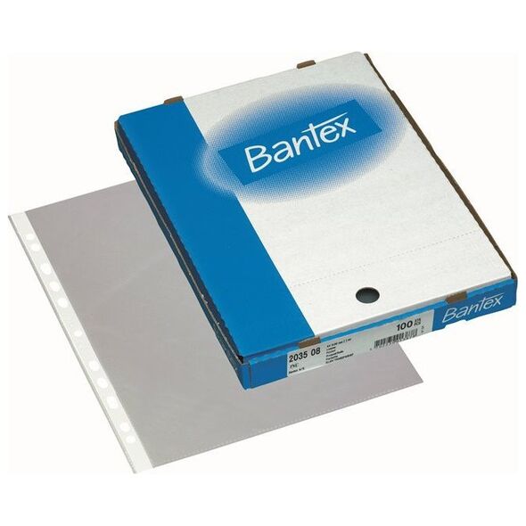 Πλαστική θήκη Bantex, με τρύπες, A4, 60 μm, συσκευασία 100 τεμαχίων