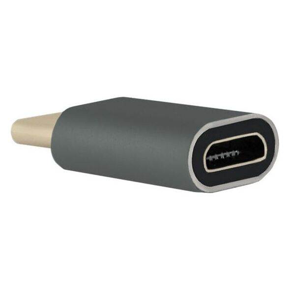 Προσαρμογέας USB QOLTEC USB-C - microUSB Γκρι (50478)