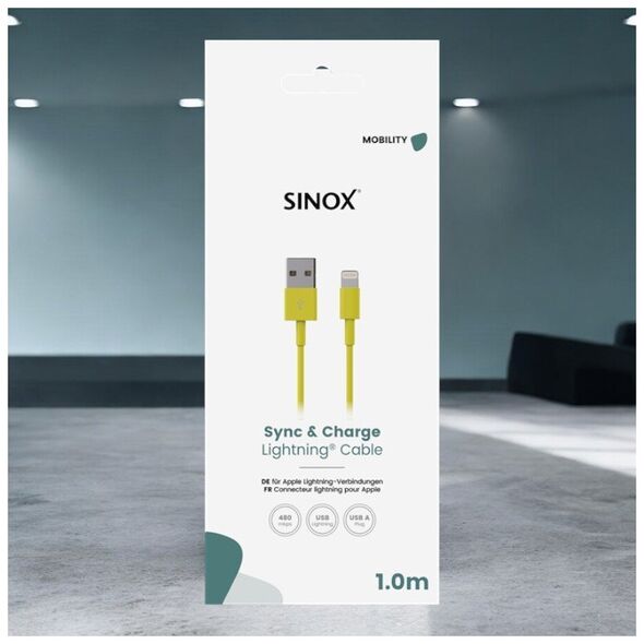 Καλώδιο USB Sinox Sinox Lightning καλώδιο. 1μ. Κίτρινο