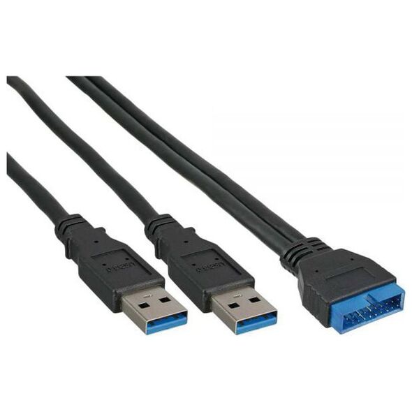 Καλώδιο USB InLine 2x USB-A - 19-pin 0.4 m Μαύρο (33447I)