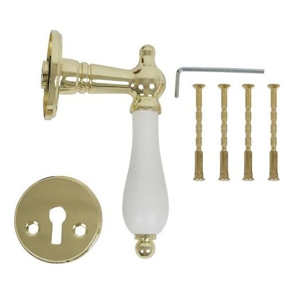 Home It Λαβή πόρτας σε ορείχαλκο - λευκή λαβή