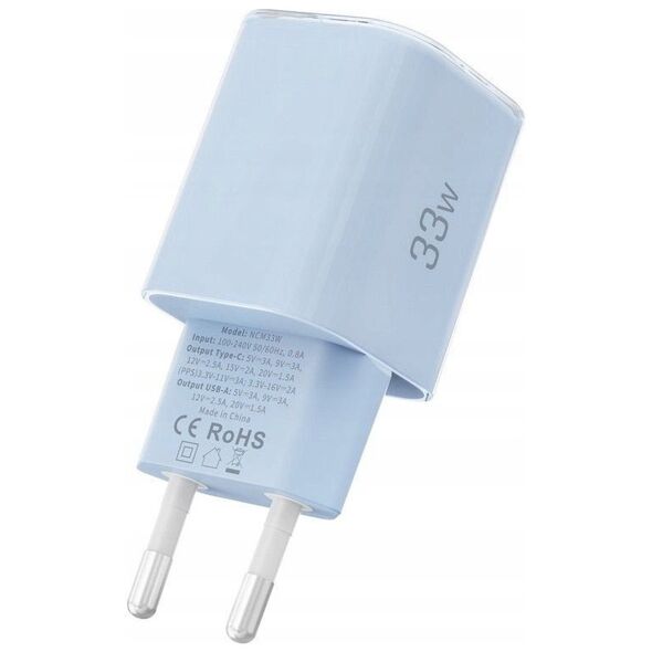 TECH-PROTECT NCM33W 2-PORT NETWORK CHARGER PD33W/QC3.0 BABY BLUE