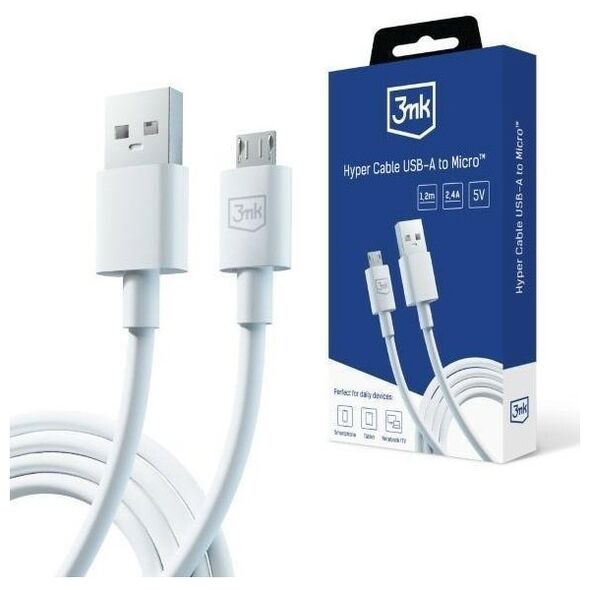 3MK USB-A - καλώδιο microUSB 1,2 m Λευκό (5903108541176) 13185557 5903108541176