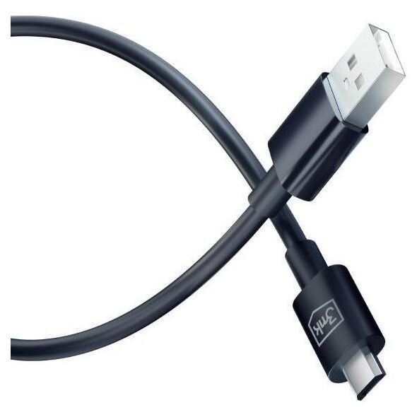 Καλώδιο USB 3MK USB-A - microUSB 1.2 m Μαύρο (5903108541183)