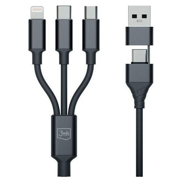 Καλώδιο USB 3MK USB-A + USB-C - USB-C + microUSB + Lightning 1,5 m Μαύρο (5903108541244) 13185563 5903108541244