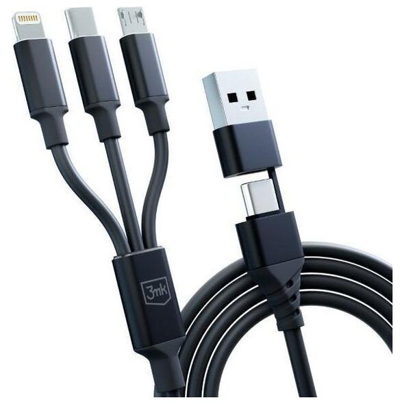 Καλώδιο USB 3MK USB-A + USB-C - USB-C + microUSB + Lightning 1,5 m Μαύρο (5903108541244) 13185563 5903108541244