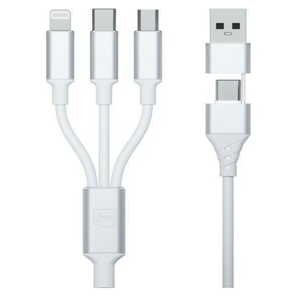 Καλώδιο USB 3MK USB-A + USB-C - USB-C + microUSB + Lightning 1,5 m Λευκό (5903108541237) 13185564 5903108541237