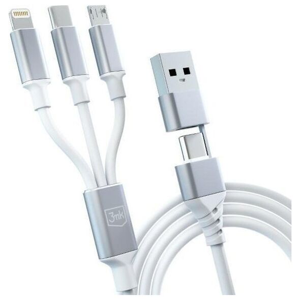 Καλώδιο USB 3MK USB-A + USB-C - USB-C + microUSB + Lightning 1,5 m Λευκό (5903108541237) 13185564 5903108541237