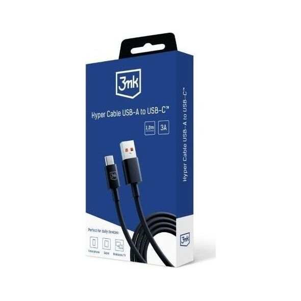 3MK USB-A - USB-C καλώδιο USB 1,2 m Μαύρο (3M005894) 13185567 5903108541275
