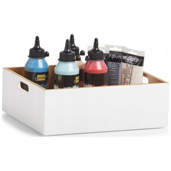 Κουτί αποθήκευσης Zeller, μπαμπού, λευκό 30x27x10,5