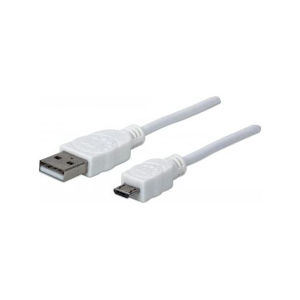 Καλώδιο USB Manhattan USB-A - microUSB 1 m Λευκό (323987)