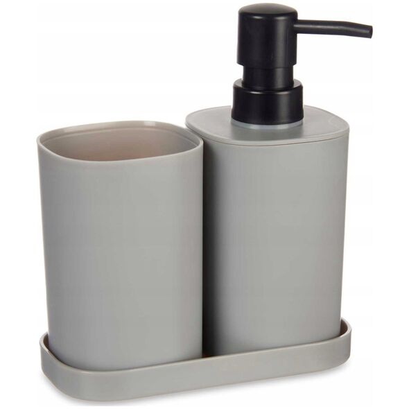 Berilo Διανομέας υγρού σαπουνιού με ποτήρι για οδοντόβουρτσες και βάση, πλαστικό, 3 τεμάχια