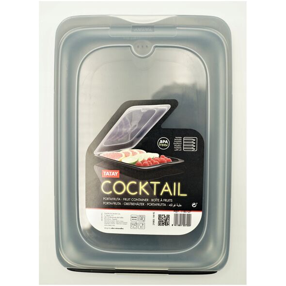 Δοχείο αποθήκευσης τροφίμων για φρούτα και σούσι Coctail 17x25 2x3 2cm μαύρο 8411801227220