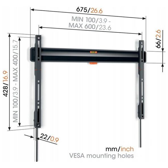 Vogels TVM 3603 Σταθερή Βάση Τοίχου για Τηλεόραση 40-100" μέγιστο βάρος 75 kg μαύρο - Στήριγμα τοίχου για τηλεοράσεις