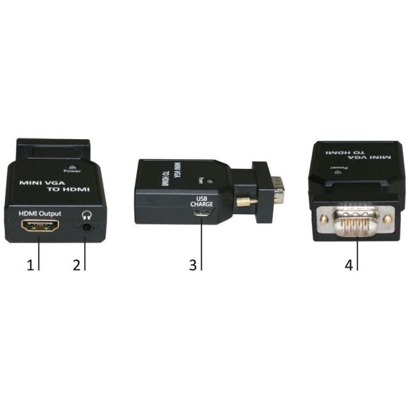 Προσαρμογέας AV MicroConnect D-Sub (VGA) Mini - HDMI μαύρο (MC-CONMVGAHM)
