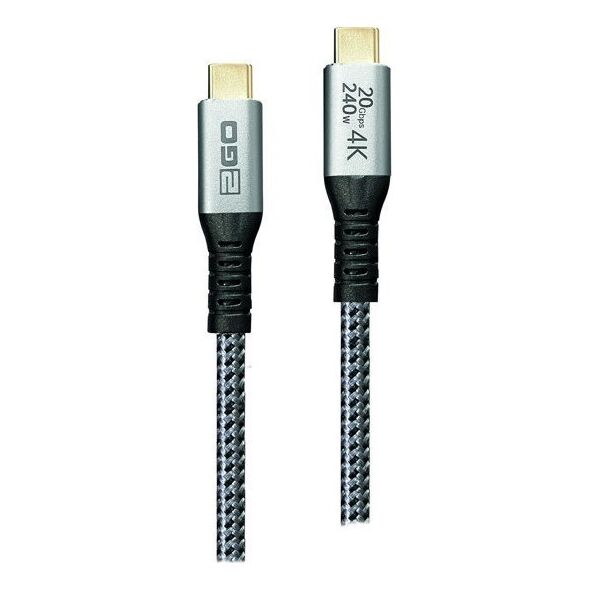 2GO 797515 καλώδιο USB USB 3.2 Gen 2x2 2 m USB C Ασημί