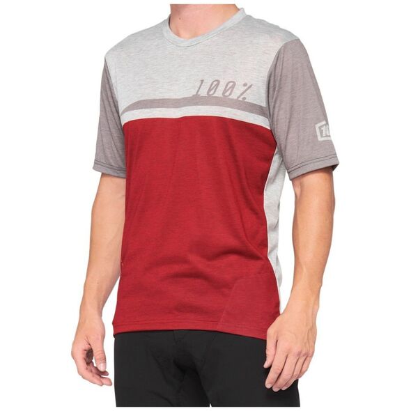 100% Ανδρική Μπλούζα 100% AIRMATIC Jersey κοντό μανίκι κερασί γκρι μέγεθος M (NEW 2021)