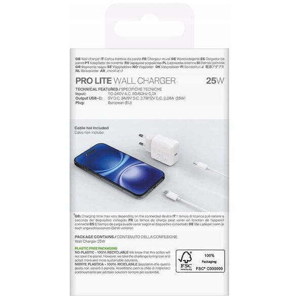 Φορτιστής Puro Daily Prolite 25W USB-C Power Delivery - λευκή