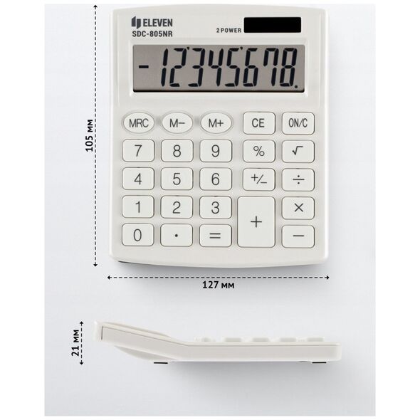 Καλκογράφος Eleven Eleven Καλκογράφος SDC805NRWHEE 8-ψήφια οθόνη λευκός