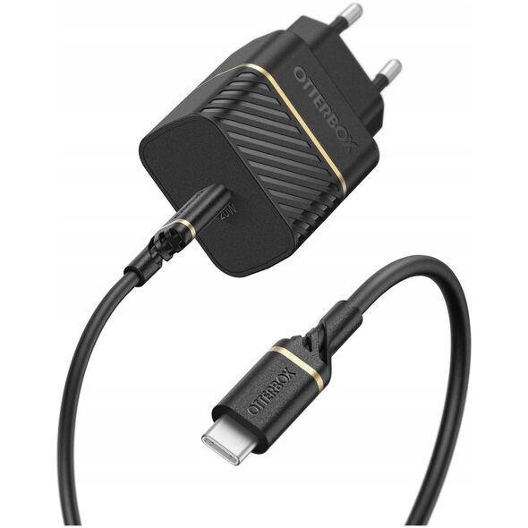 Φορτιστής τοίχου ΕΕ 20W 1X USB-C/20W USB-PD USB C-C καλώδιο 1M μαύρο