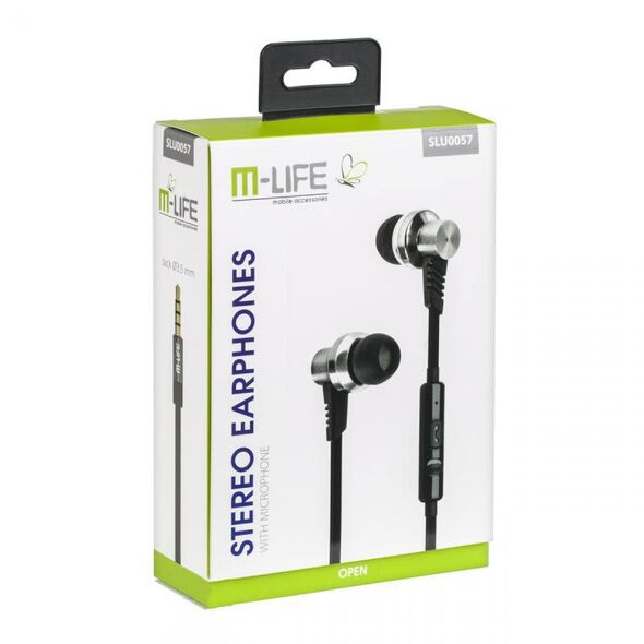 M-Life Aκουστικά M-Life Jack 3.5 με μικρόφωνο iphone/samsung SLU0057 έως 12 άτοκες Δόσεις