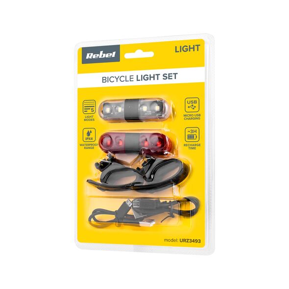 Rebel Φώτα ποδηλάτου σετ (με καλώδιο USB) REBEL DM-3493 έως 12 άτοκες Δόσεις