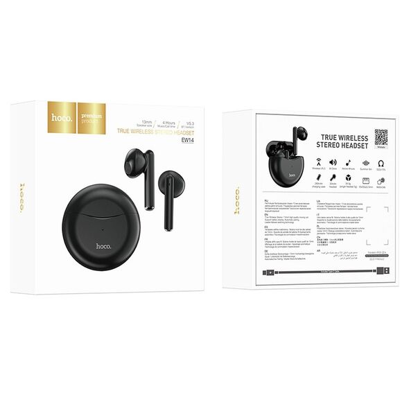HOCO Bluetooth ακουστικά HOCO True Metall TWS EW14 μαύρο TWS-EW14B έως 12 άτοκες Δόσεις
