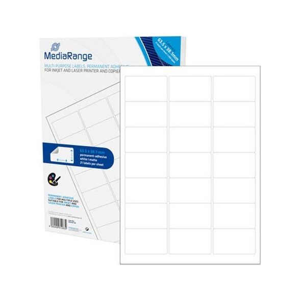 MediaRange Ετικέτες Γενικής Χρήσης 63.5χ38.1mm. Λευκές (1.050 Pack) (MRINK148) έως 12 άτοκες Δόσεις