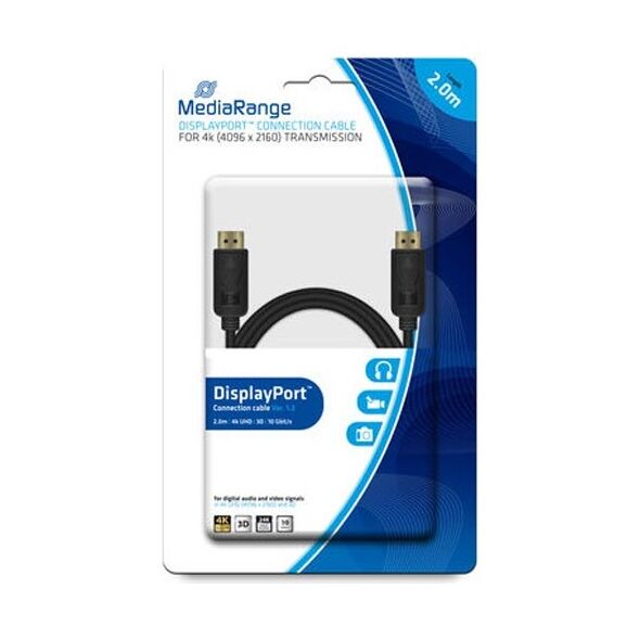 Καλώδιο MediaRange DisplayPort connection cable, gold-plated contracts, 2.0M, Black (MRCS159) έως 12 άτοκες Δόσεις