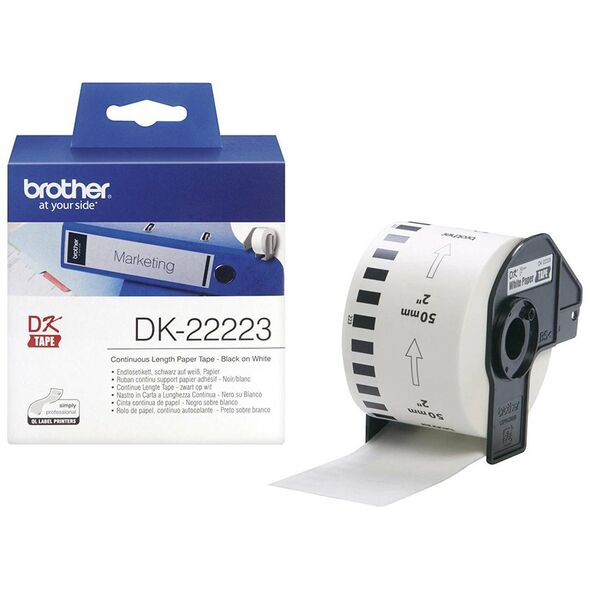 Brother DK-22223 Continuous Paper Label Roll – Black on White, 50mm wide (DK22223) (BRODK22223) έως 12 άτοκες Δόσεις