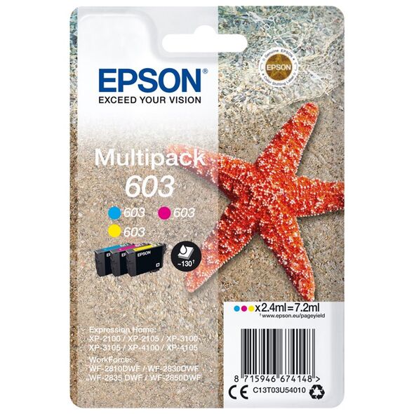 Epson Μελάνι Inkjet 603 Multipack 3-color (C13T03U54010) (EPST03U540) έως 12 άτοκες Δόσεις