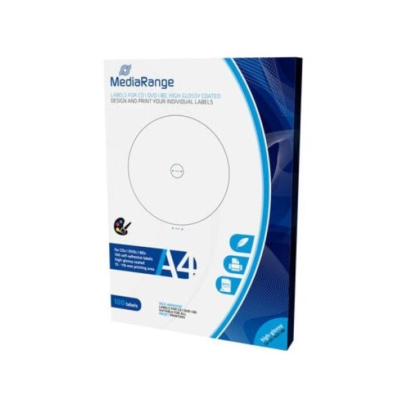 MediaRange Labels for CD/DVD/BD 15-118mm High-Glossy (100 Pack) (MRINK132) έως 12 άτοκες Δόσεις
