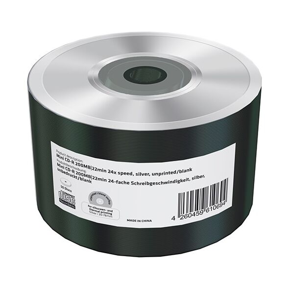 MediaRange Mini CD-R 22' 200MB 24x Silver Unprinted/Blank Shrink50 (MR258) έως 12 άτοκες Δόσεις