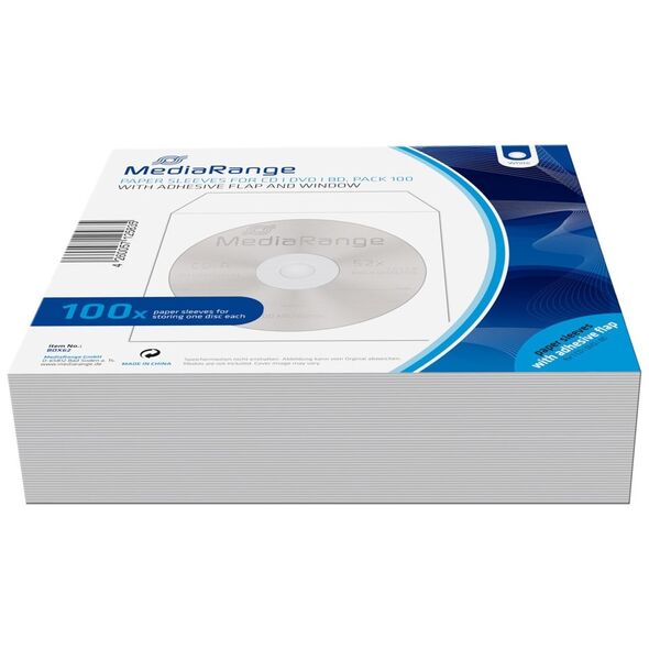 MediaRange Paper Sleeves for 1 Disc White 100 Pack (MRBOX62) έως 12 άτοκες Δόσεις