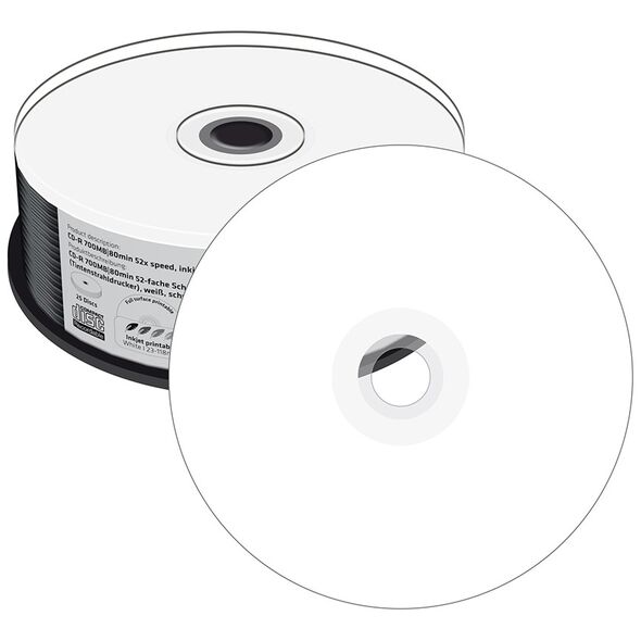 MediaRange CD-R 700MB|80min 52x speed, inkjet fullsurface printable, black dye, Cake 25 (MR241) έως 12 άτοκες Δόσεις
