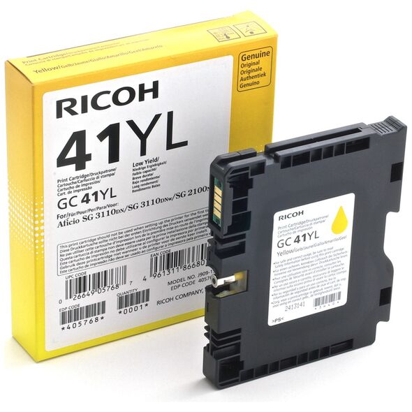 RICOH GC 41YL GEL INK YELLOW 600p (GC-41YL)  (405768) (RICGC41YL) έως 12 άτοκες Δόσεις