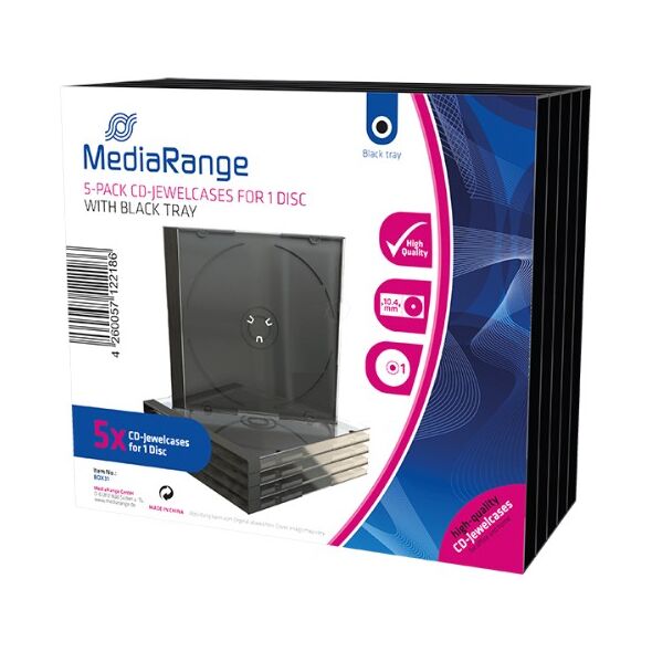 MediaRange CD Jewelcase  for 1 Disc 10.4mm Transparent Tray (5 Pack) (MRBOX31-T) έως 12 άτοκες Δόσεις