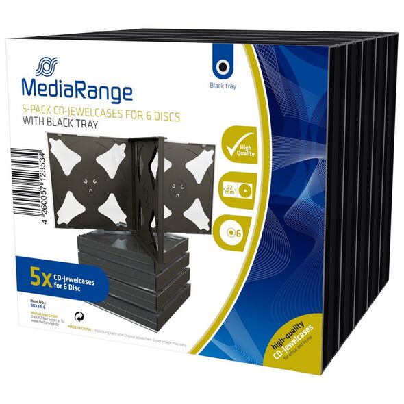 MediaRange CD Jewelcase for 6 discs 22mm Black Pack 5 (MRBOX34-6) έως 12 άτοκες Δόσεις