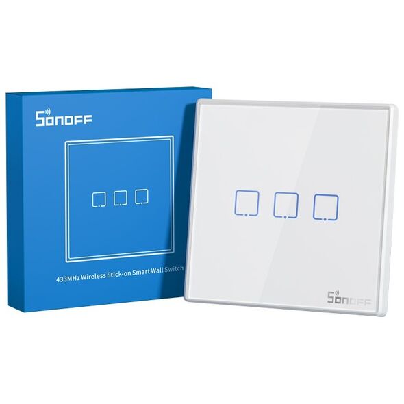 Sonoff RF-T2EU2C Εξωτερικός Διακόπτης Τοίχου για Έλεγχο Φωτισμού με Πλαίσιο και Δύο Πλήκτρα Αφής Φωτιζόμενος Λευκός 433MHz (TXT2EU2C-RF) (SONTXT2EU2C-RF) έως 12 άτοκες Δόσεις